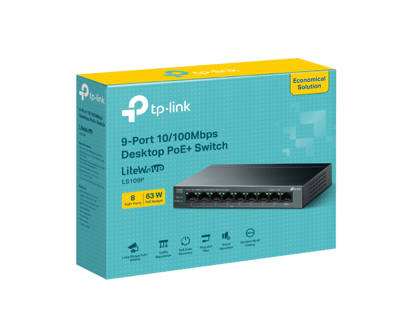 LS109P(UN) 9-Port 10/100Mbps Desktop Switch sa 8-Portova PoE+