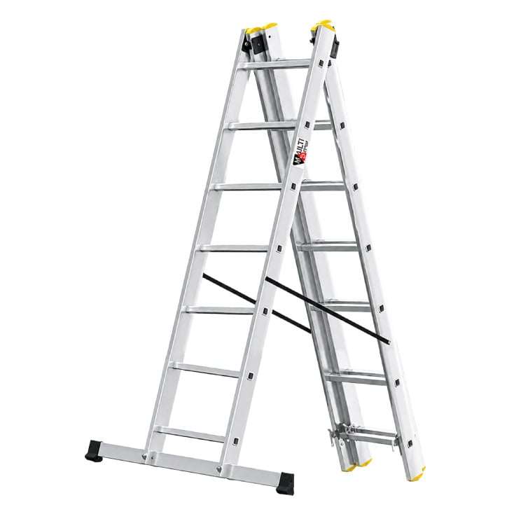 Aluminijumske trodelne merdevine 3x7 gazišta 150 kg