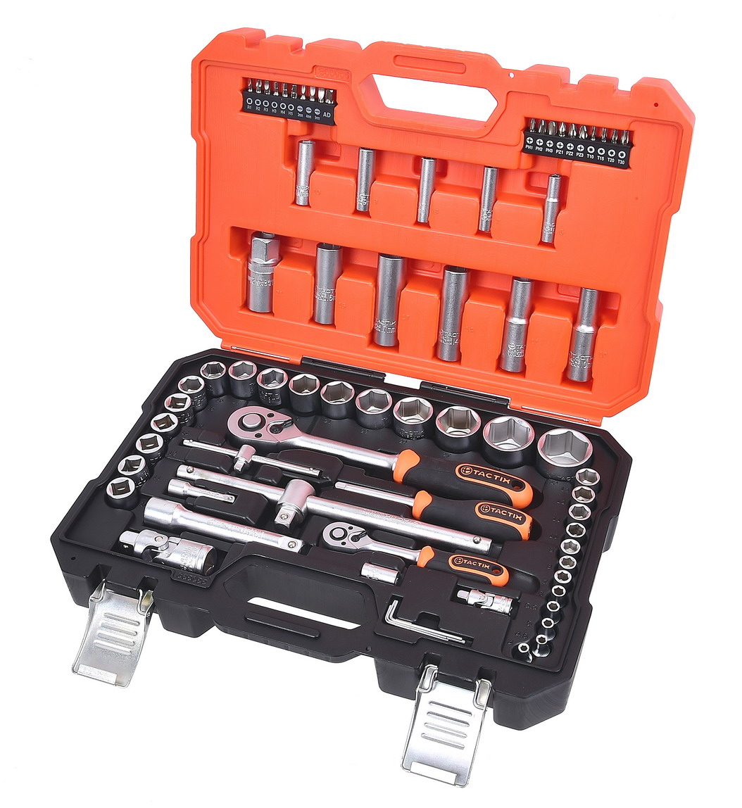 TACTIX Set 37 del. nasadnih ključeva sa čegrtaljkama 1/4" i 1/2" HEX/mm