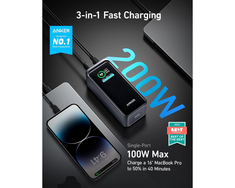 Prime 20000mAh, 200W, Power Bank za laptop crni
