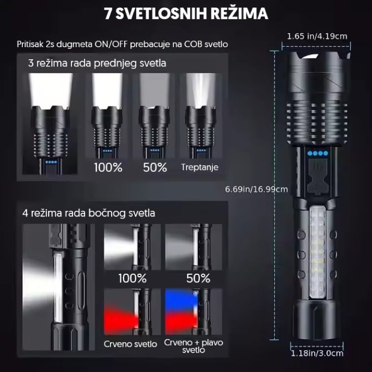 Ručna LED lampa, WHITE LASER LED 800mAh