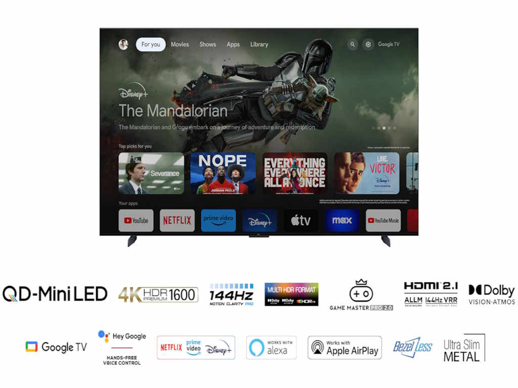 Televizor TCL 98C805/Mini LED-QLED/98"/4K HDR/144Hz/Google TV/crna