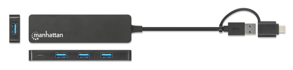 USB-C HUB 4port Manhattan 180863 3.2 G1+USB-C/5Gbps/Crni