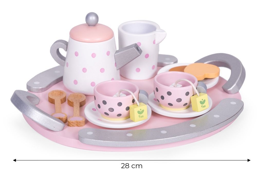 Drveni set za čaj šolje čajnik 15 komada ECOTOYS