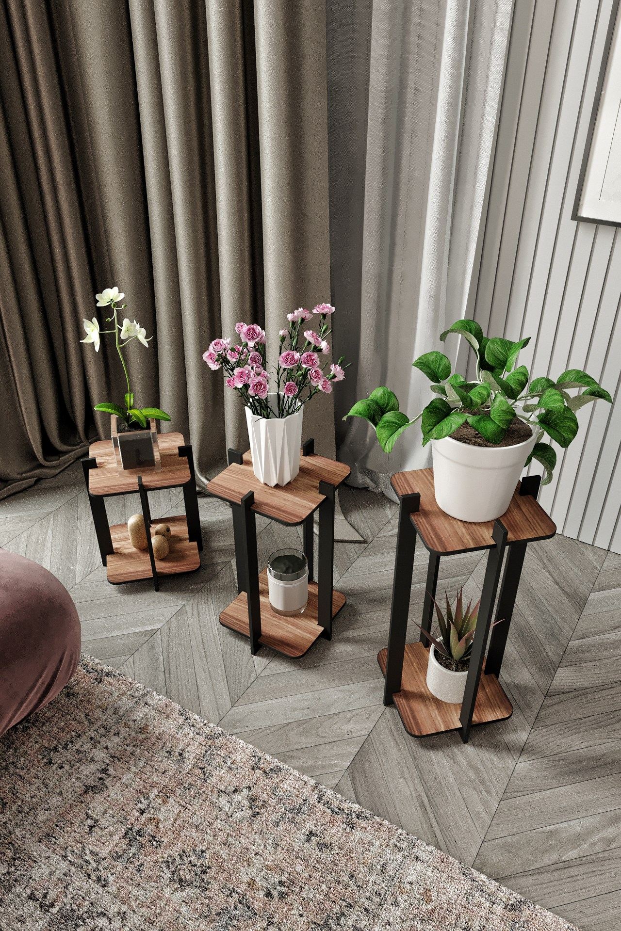 Drveni stalak za cveće Flower Desk Square - Orah