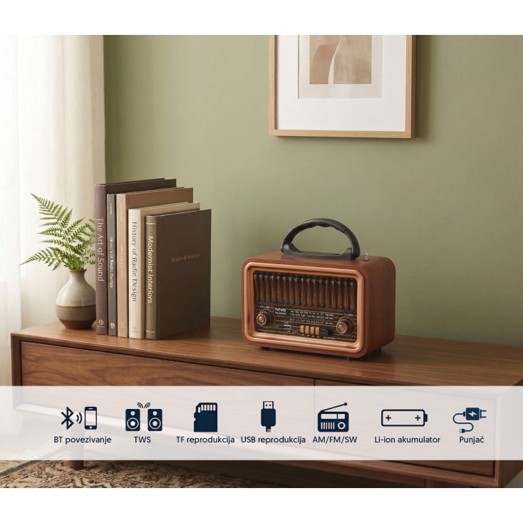 Prenosni retro Bluetooth radio 8069BT