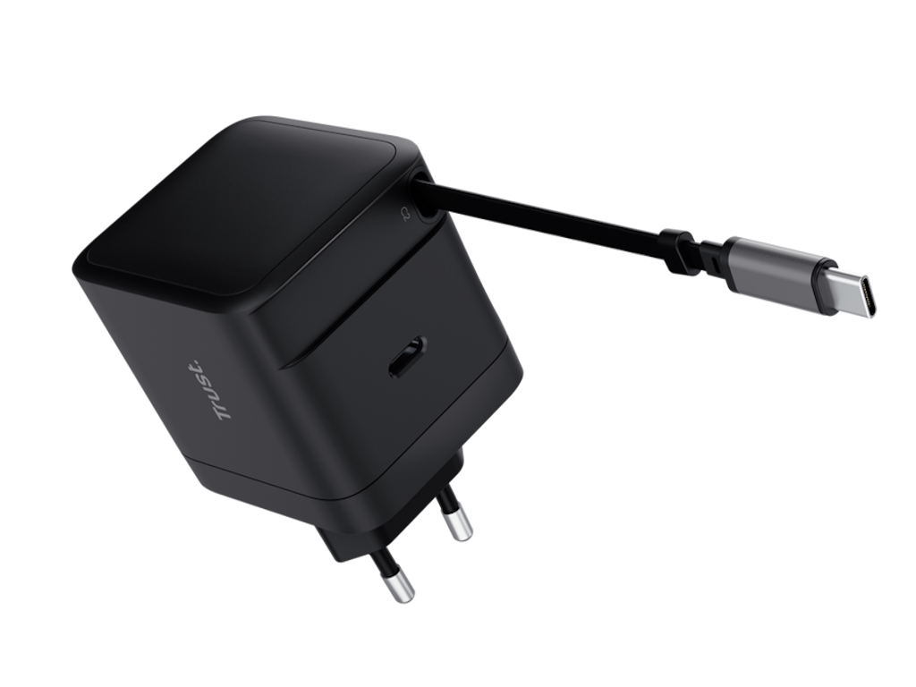 Punjac TRUST MAXO 65W RTRCT/2x USB-C/rectractable/0.67m/laptop/tablet/smartphone/crna