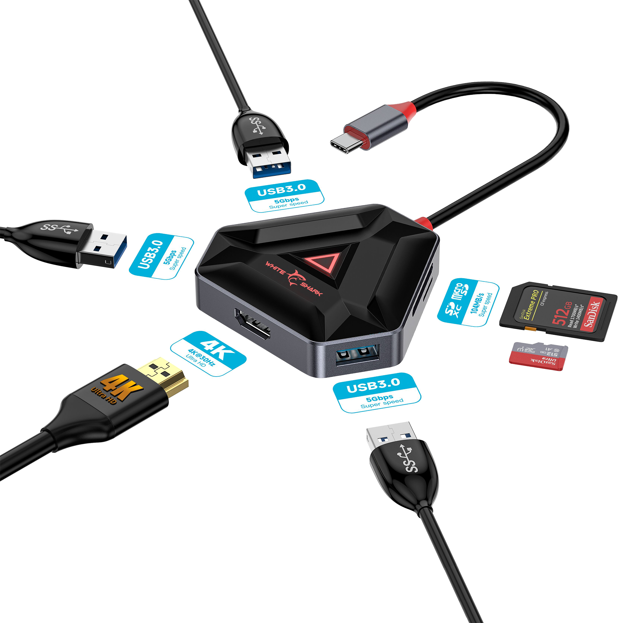 WS HEXAGON 6 u 1 USB - C HUB
