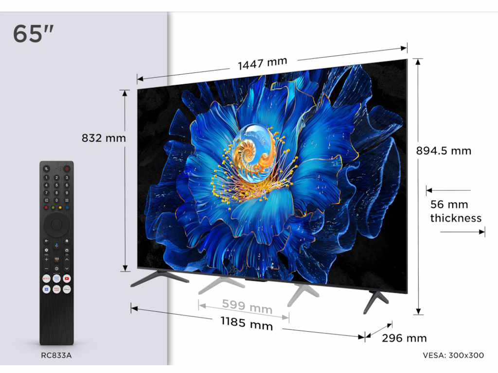 Televizor TCL 65C6KS/MiniLED/65"/4K/60Hz/Google TV/crna