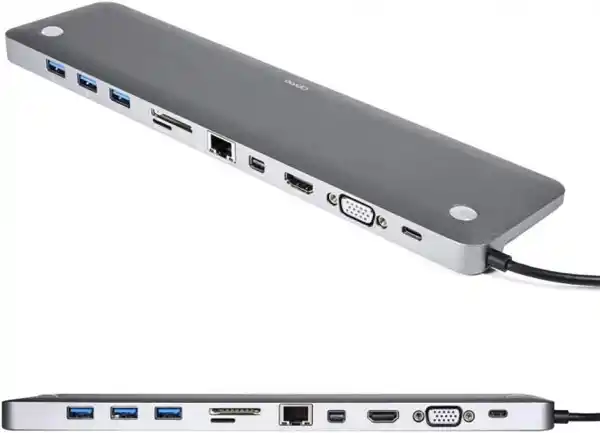 Adapter Tip C 11/1 4K HDMI/VGA/USBx3/AUX/SD/TF/USB-C/PD/Lan KT-1101G Kettz