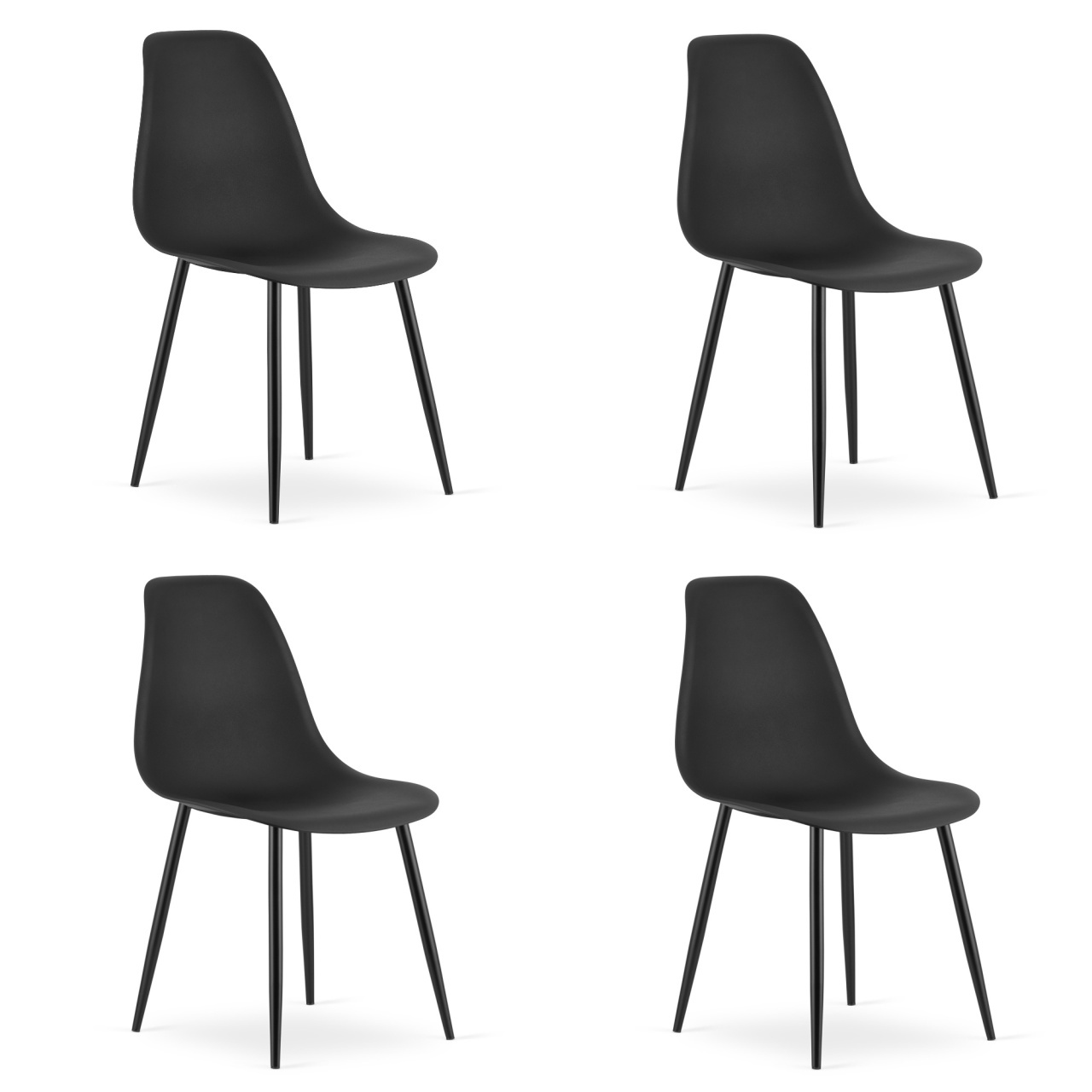 Stolice WAT crne, crne nogare, set od 4 komada