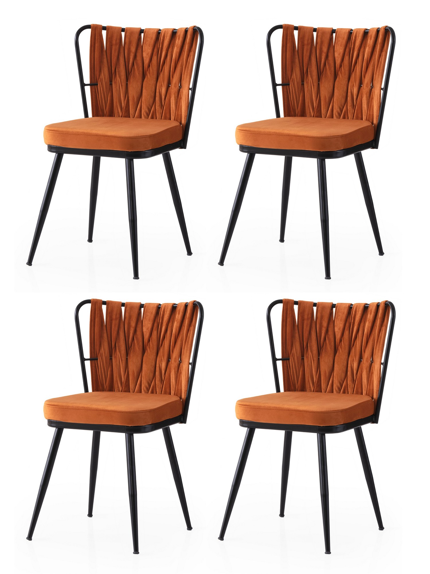 Set stolica (4 komada) Kuşaklı - 224 V4 Crna, Narandžasta