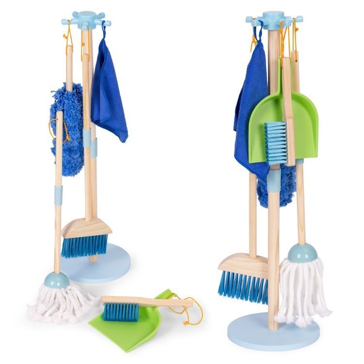 Drveni set za čišćenje za decu – metla, mop i đubrovnik, 7 delova – ECOTOYS