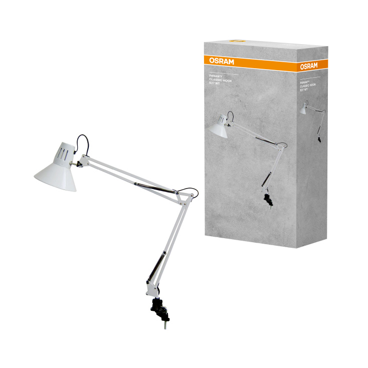 Stona lampa PANAN Classic Hook E27, OSRAM bela