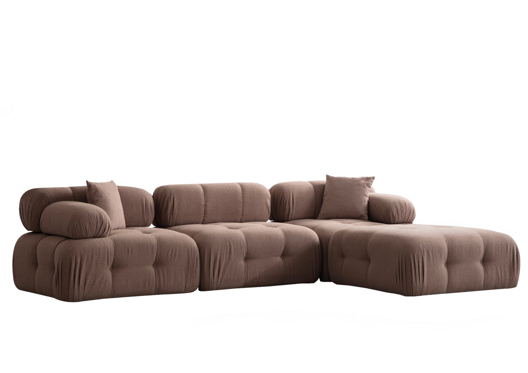 Ugaona garnitura Doblo 3 Seater with Pouffe ( L1-O1-1R-Pouffe) - Kapućino