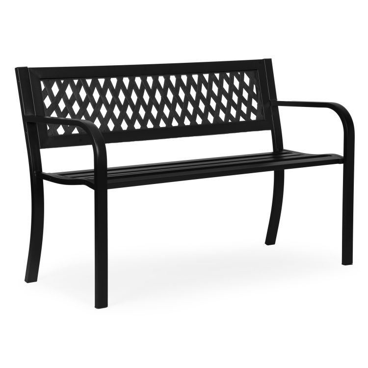 Metalna baštenska klupa 120×50 cm sa rešetkastim naslonom, crna - MultiGarden