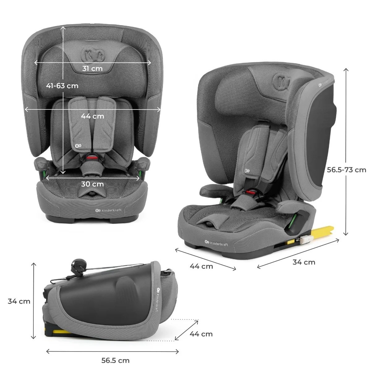 KINDERKRAFT AUTOSEDISTE FIX2GO I-SIZE 76-150CM GREY