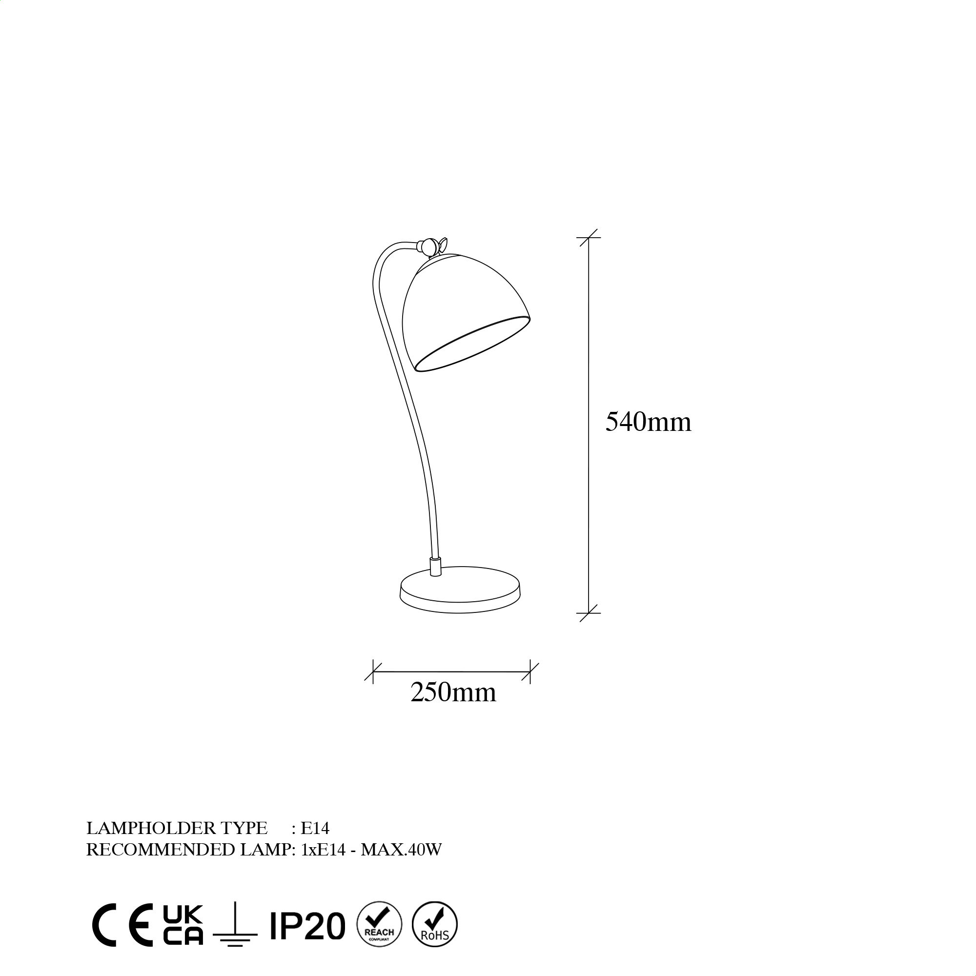 Stona lampa Acuka12295 Crna, Zlatna