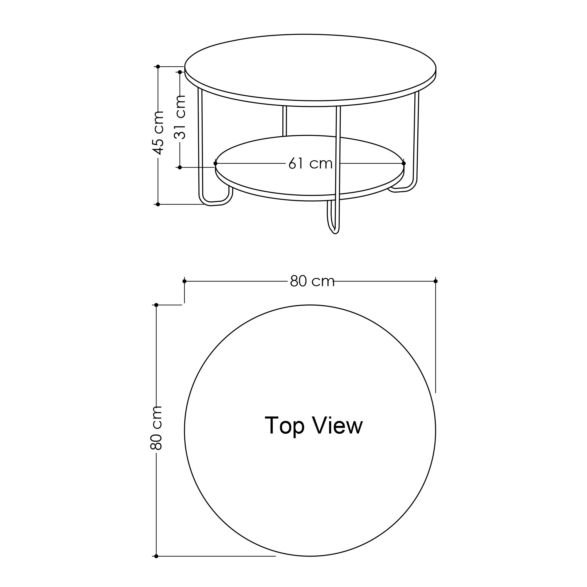 Klub sto Corro Coffee Table - Bela