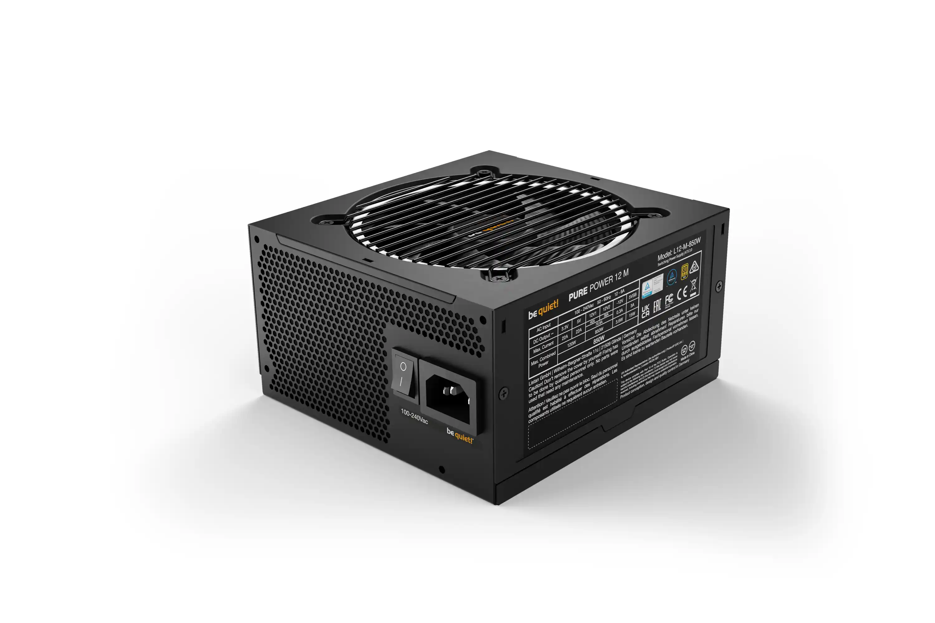 Napajanje Be Quiet Pure Power 12M 850W Gold BN344 ATX3.0 Modularno
