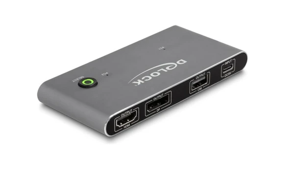 DELOCK USB-C KVM Switch to HDMI and DisplayPort 8K MST with USB 2.0