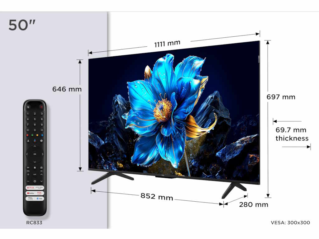 Televizor TCL 50P7K/QLED/50"/4K/60Hz/Google TV/crna