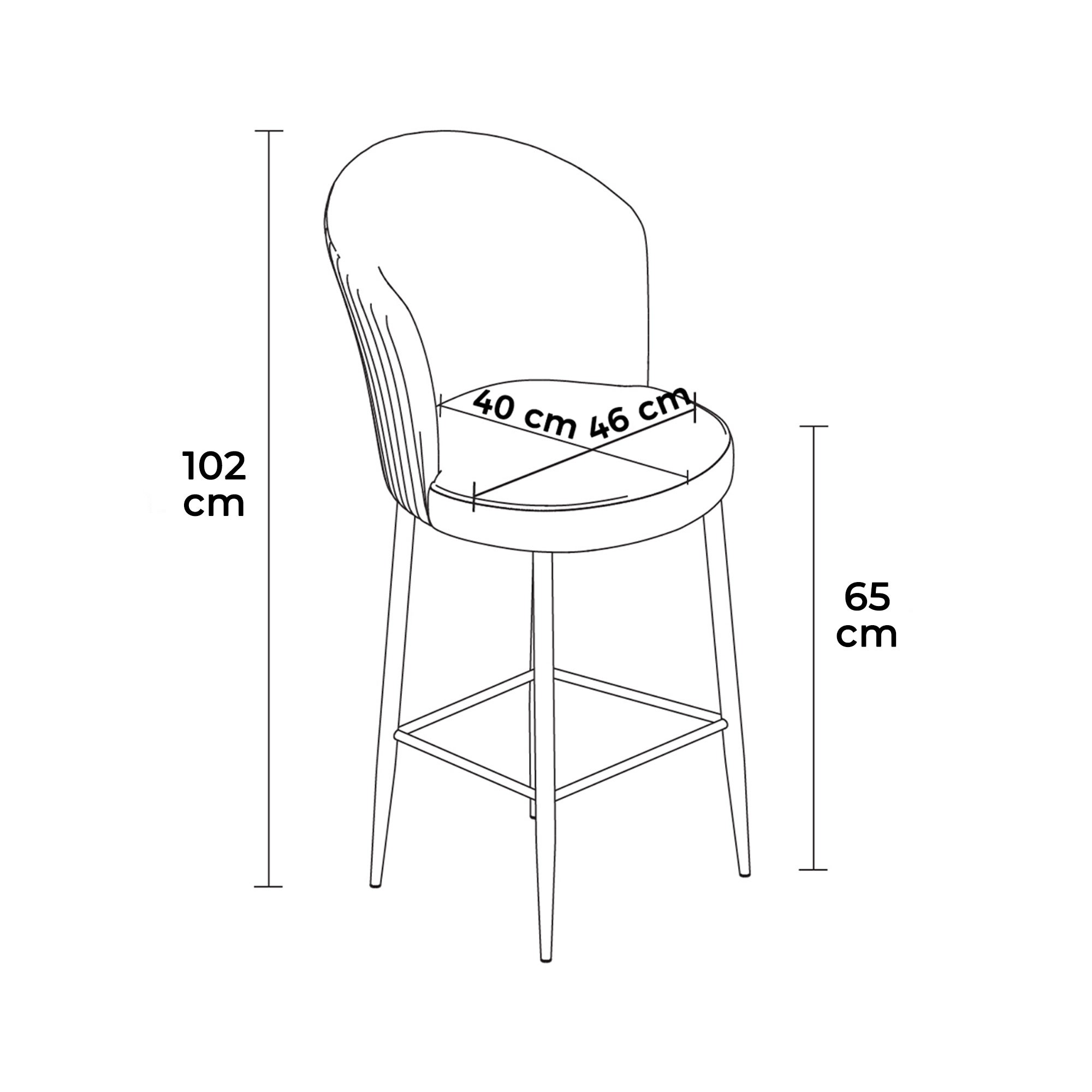 Set barskih stolica (2 komada) Alte - Krem, Zlatna