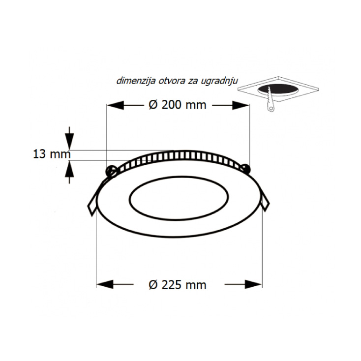 LED ugradna CCT panel lampa 18W