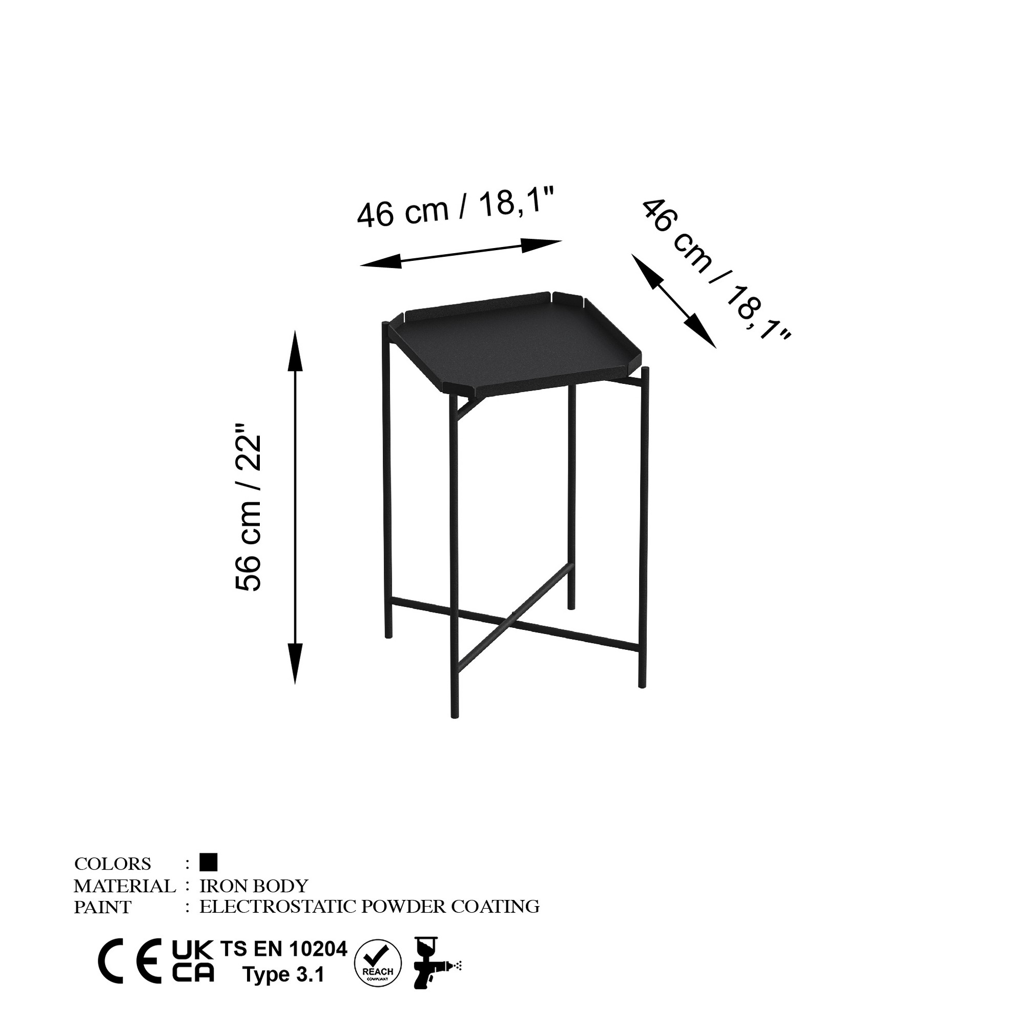 Klub sto Shb-008 Crna