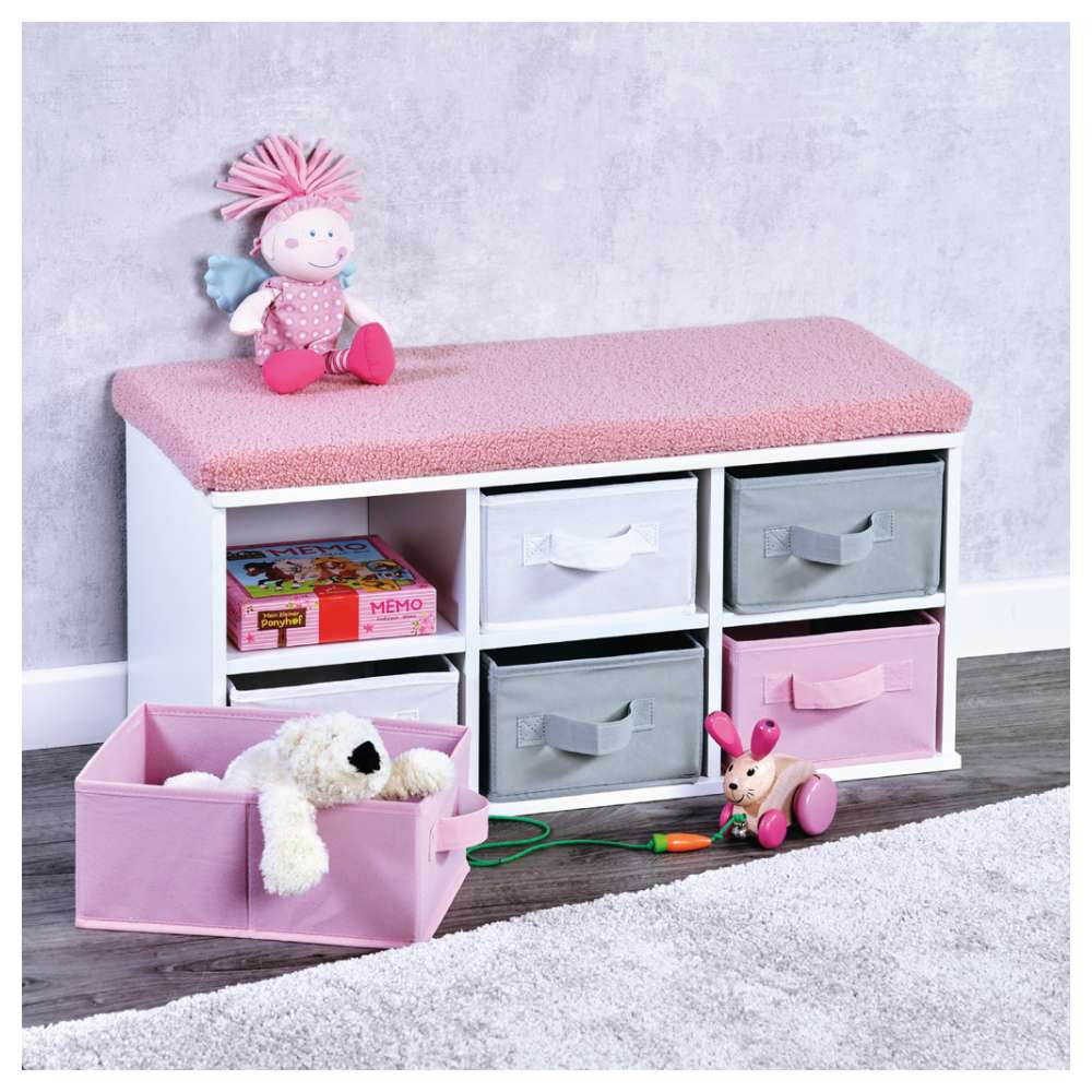 KESPER Dečija klupa sa fiokama 33X68X29,5CM Belo Roza