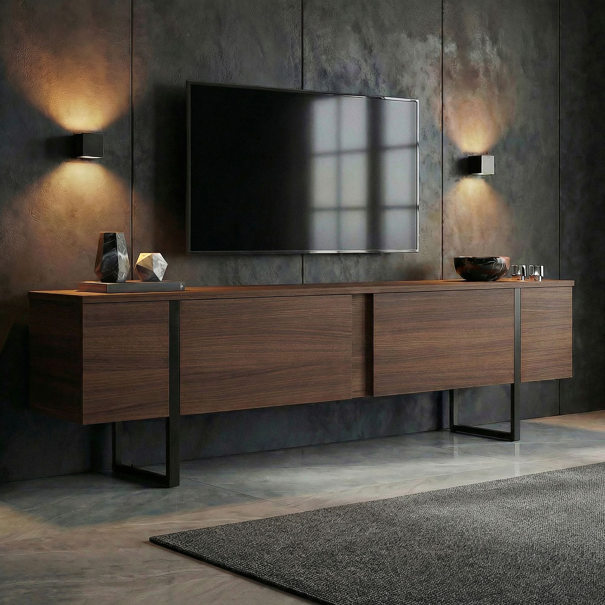 TV komoda Onera - Milano orah, Crna