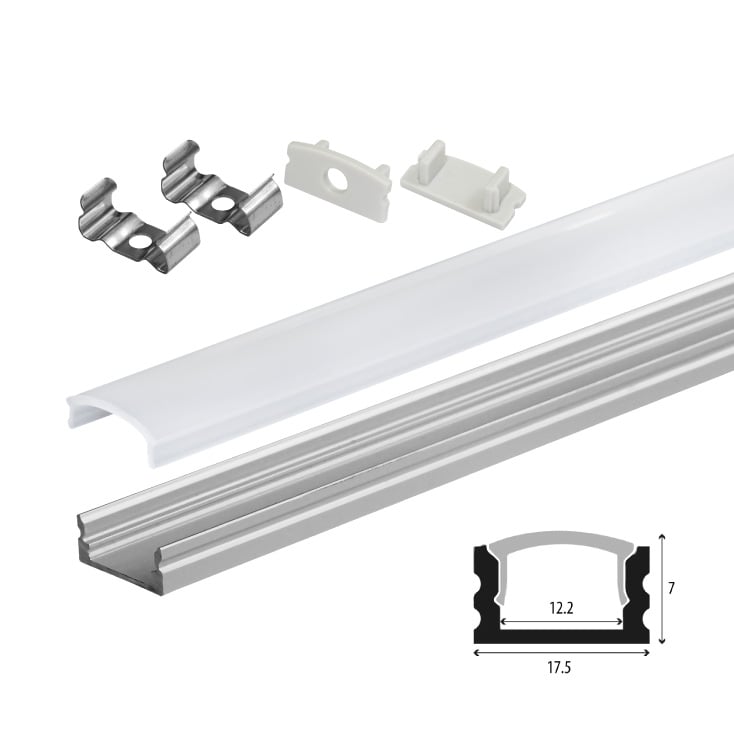 Set aluminijumski profil za LED trake 2m 17.5x7 mm