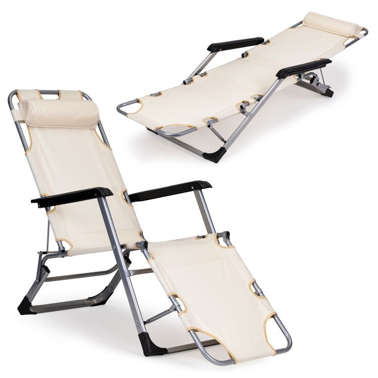 Baštenska ležaljka za plažu 2u1, bež, MultiGarden