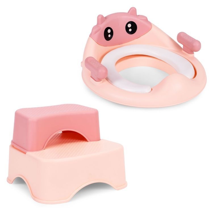Adapter za WC šolju sa stepenicama i platformom za decu, roze, ECOTOYS