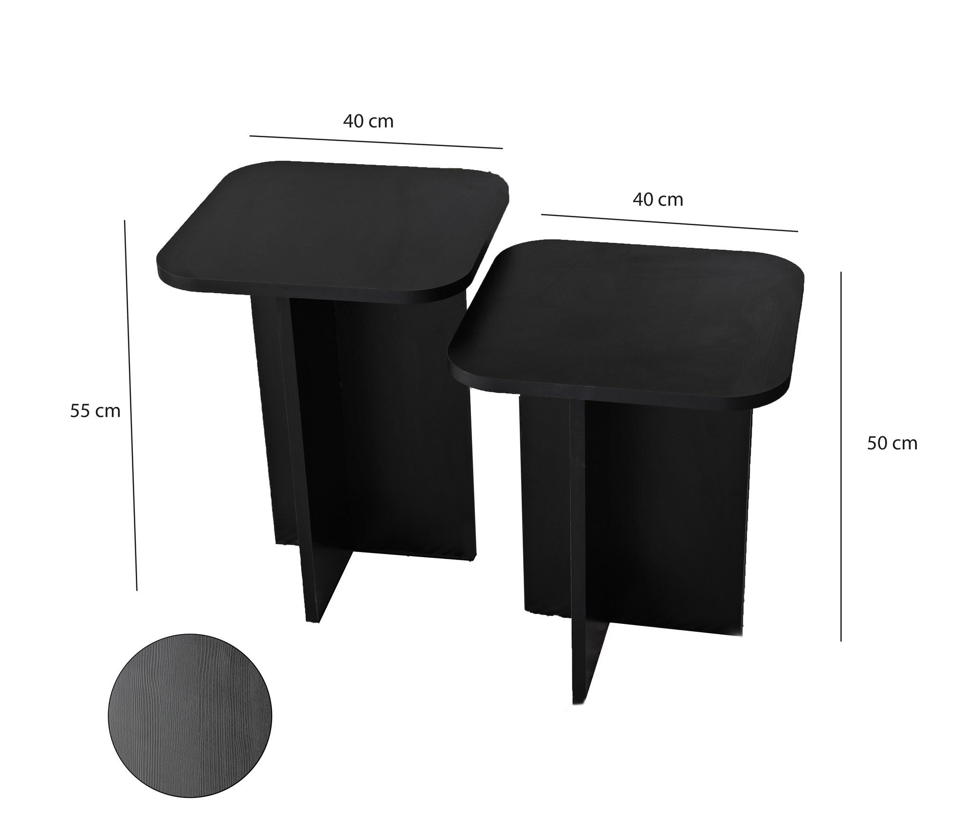 Set pomoćnih stolova Blues Set - Crna