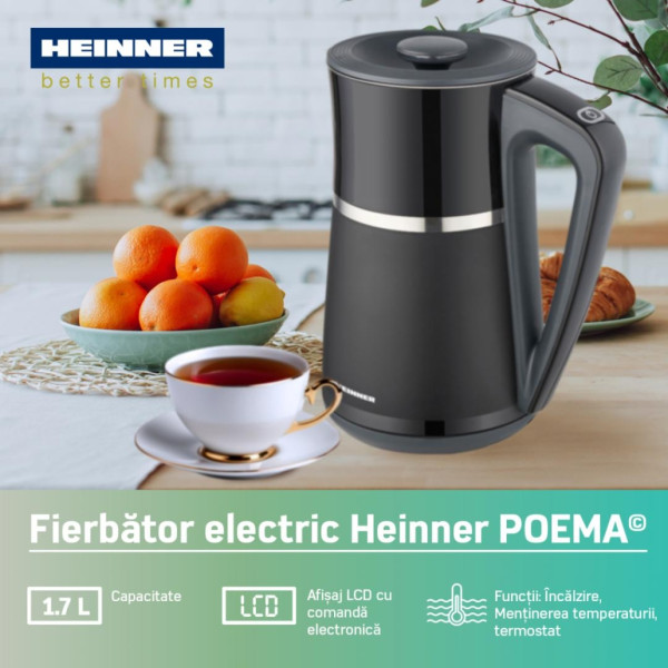 Električno kuvalo HEINNER HEK-D22002WBK 1,7l/displej