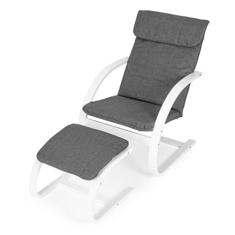 Stolica za ljuljanje sa naslonom za noge White MODERNHOME