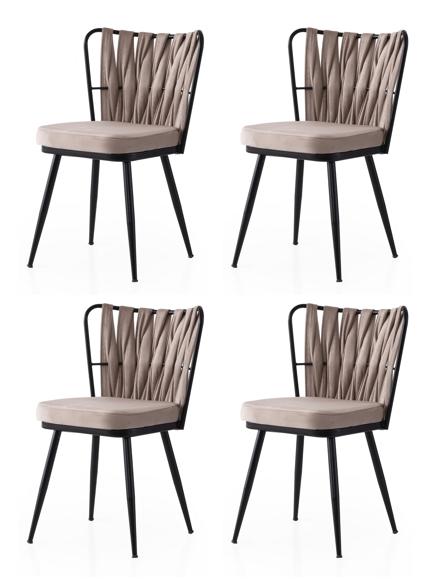 Set stolica (4 komada) Kuşaklı - 222 V4 Crna, Mink