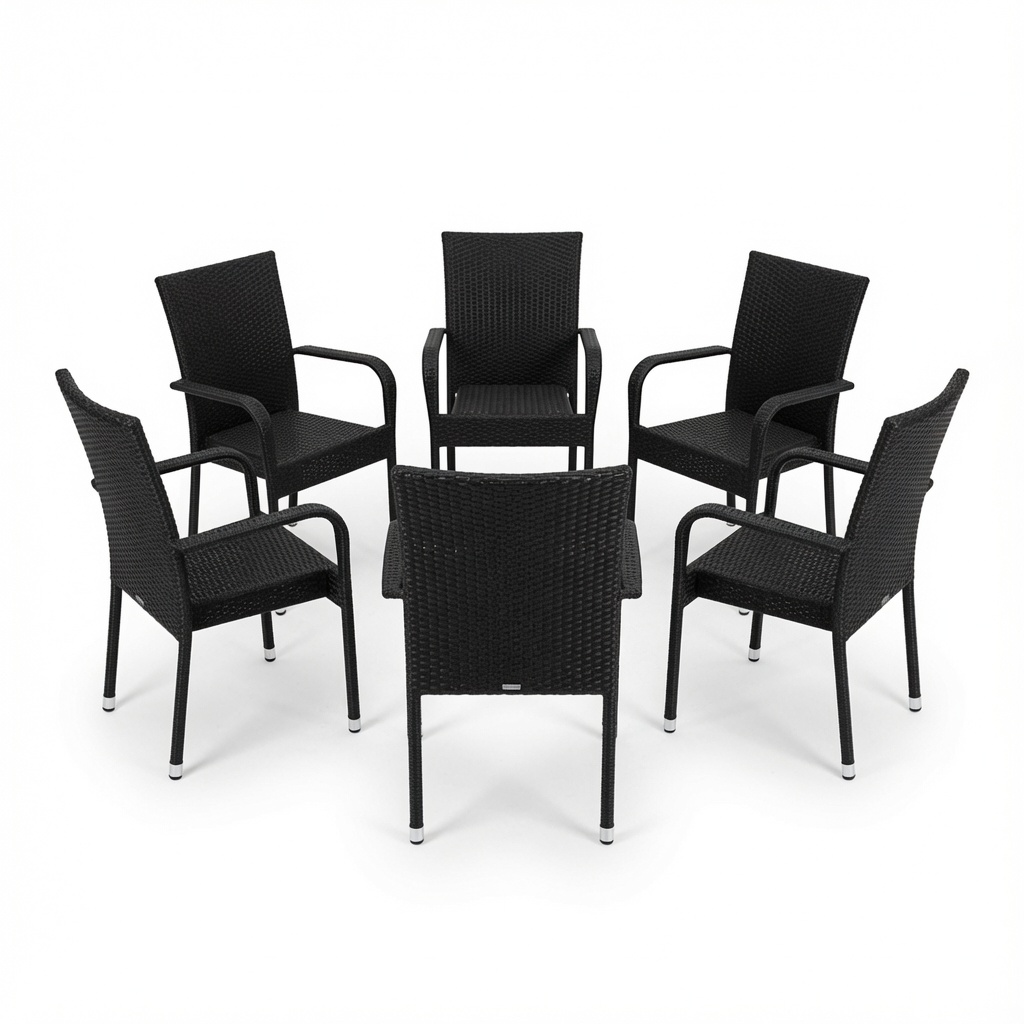 BAY set 6 crnih baštenskih stolica